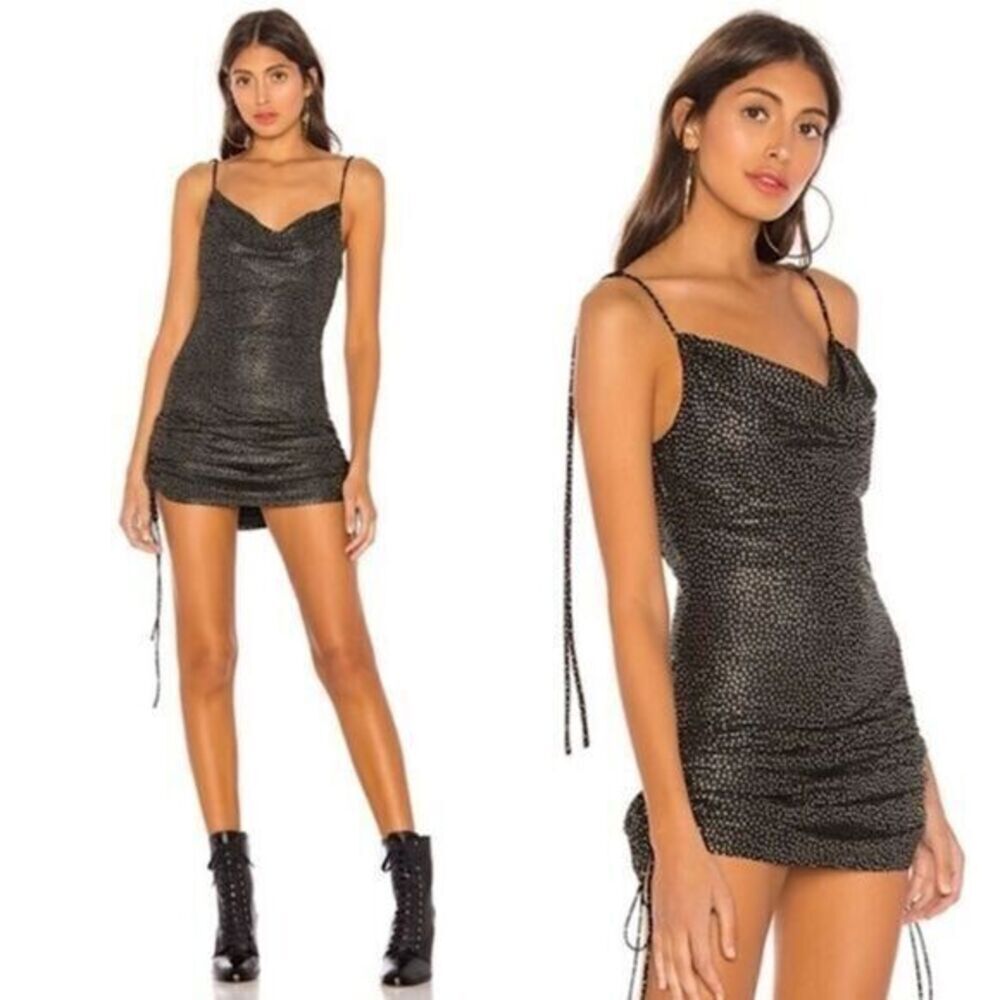 H:OURS BLACK GOLD MINI DRESS
